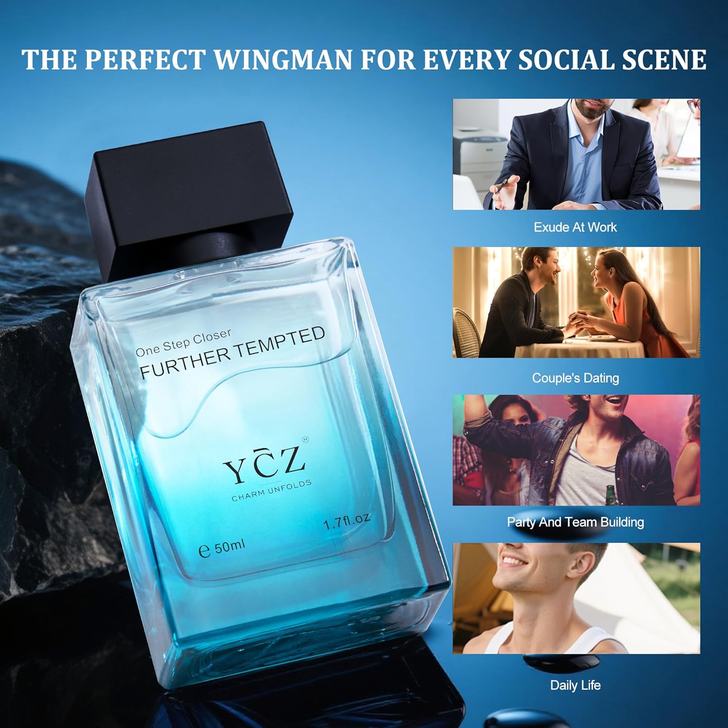 Ycz Men's Blue Wood Shadow Perfume - Long Lasting Eau De Parfum Cologne, 1.7 oz | Ideal Gift for Any Occasion