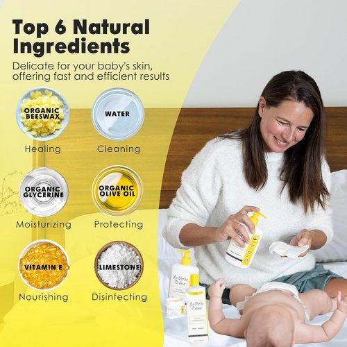 La Petite Creme Diapering Lotion - Gentle Moisturizer & Skin Cleanser with Organic Ingredients | 20 oz