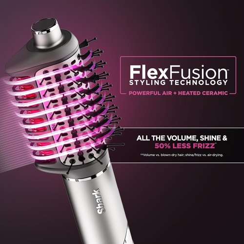 Shark FlexFusion Hair Dryer - Fusion Hair Brush & Diffuser with Auto-Wrap Curlers | Metallic Mist HD642