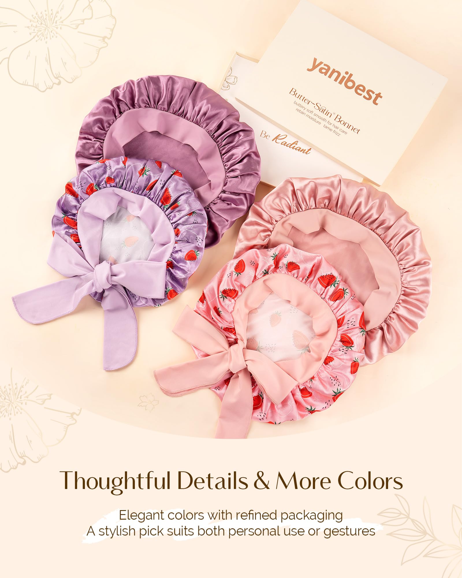 YANIBEST 2 PCS Baby Bonnet Silk Satin Bonnet for Kids Sleeping Cap Curly Natural Hair Silk Bonnets for Girls Boys Infant