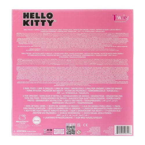 Hello Kitty Water-Based Nail Polish Set, Peel-Off Set with Glittery & Opaque Colors and Nail Accessories for Girls Kids, Perfect for Dress Up, Parties & Makeovers Ages 3+ by Townley Girl