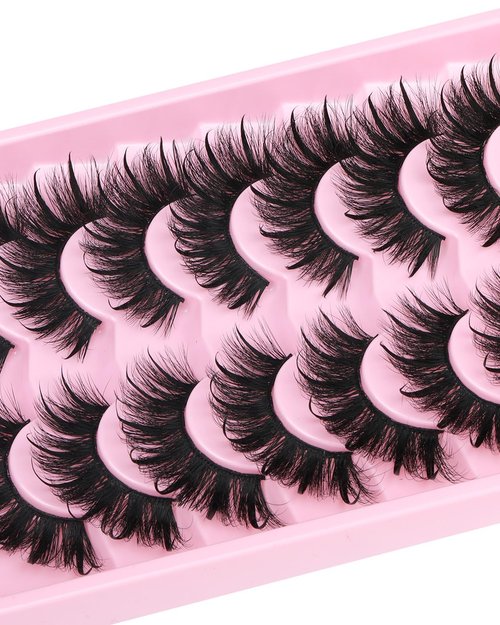 Kiromiro Mink Lashes Fluffy Evil False Eyelashes with Spikes Manga Faux Mink Lashes Wispy Long Dramatic Fake Lash Strips Cat Eye Full Spiky Eyelashes Pack