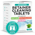Retainer & Mouth Guard Cleaner Tablets - Mint Flavor Retainer Cleaner Tablets & Invisalign Cleaner -Denture Cleaning Tablets, Denture Cleaner, Aligners, Night Guard - Oral Dental Care