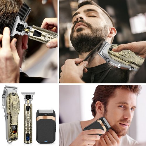LQT Professional Hair Clipper Set for Men Electric Shaver Razor Cordless Hair Cutting Barber Clippers Beard Trimmer Men’s Grooming Kit Gifts for him (Bronze)