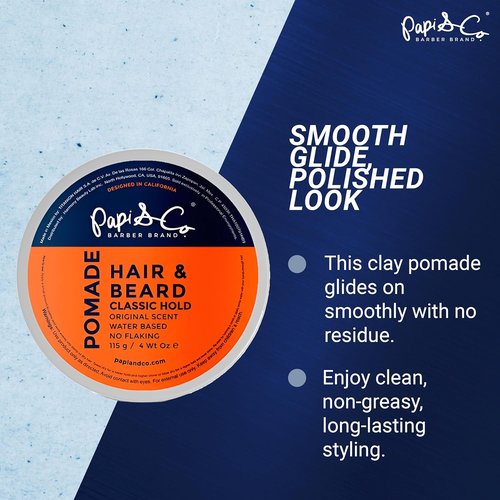 PAPI & CO. Men's Water-Based Pomade - Versatile Classic Hold Hair Product, No Residue, 115g