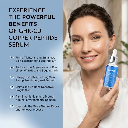 GHK-Cu Peptide Copper Peptides Serum for Face - Topical GHKCu with Hyaluronic Acid for Healthy Aging - Multi-Peptide Formula to Promote Collagen Support Fine Lines Firming Skin Elasticity Hydration