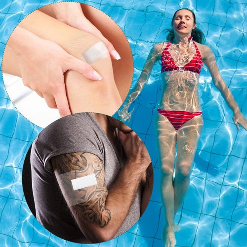 BBTO 200 Pcs Transparent Stretch Adhesive Bandage Waterproof Clear Patches Cover Protective Shower Film Wrap (2,4,6,8inch)