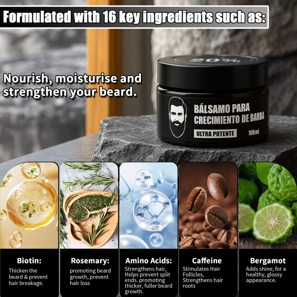 Wdvpue Estimulante de Barba, Bálsamo Para Crecimiento De Barba Ultra Potente, Barba Crema, Beard Growth Balm, Thicker, Fuller Beard & Hair 100ml/3.5oz (1)