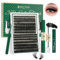 KEYYOU LASH 3D Effect lash Clusters Kit 80D100D 280pcs Eyelash Clusters Kit D Curl Individual Lashes Kit Wispy Lash Extensions Kit with Waterproof Lash Bond and Seal Tweezers (Lash Kit-8-16MIX)