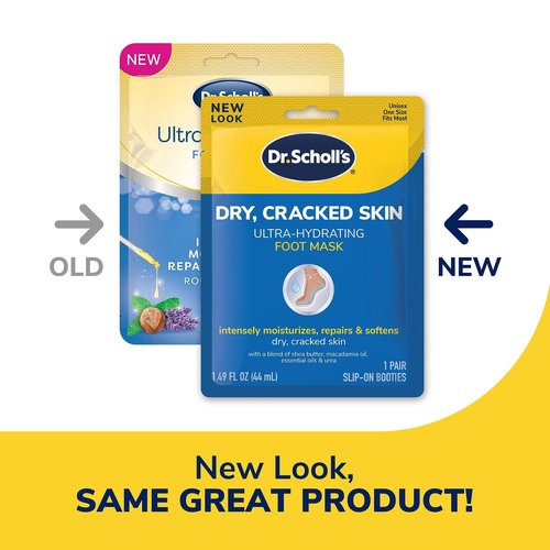 Dr. Scholl's Dry, Cracked Foot Repair Ultra-Hydrating Foot Cream 3.5 oz & Dry, Cracked Skin Ultra-Hydrating Foot Mask, Intensely Moisturizes Repairs and Softens Rough Dry Skin with Urea, 1 Pair