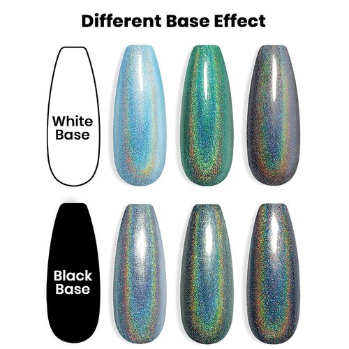RARJSM Holographic Gel Nail Polish Set 3PCS Green Blue Black Nail Polish Kit Non-Toxic Long Lasting NailGel Mermaid Glitter Gel Polish for Nail Art DIY Nail Set at Home