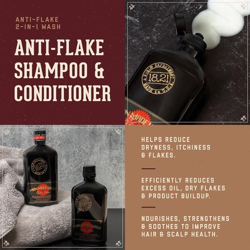 18.21 Man Made Anti-Flake 2-in-1 Shampoo & Conditioner - Hydrating Sweet Tobacco Formula for Dry, Itchy Scalp