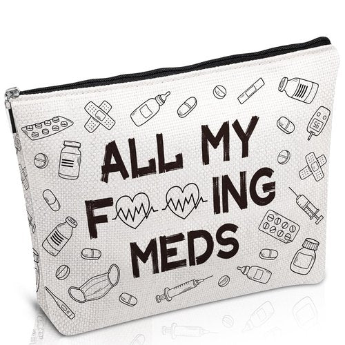 Luvsweets Med Makeup Bag Gifts - Funny Medicine Travel Cosmetic Bag with Zipper, Meds Pouch Purse Gifts for Nurse Practitioner Medicine Physician Assistants Doctor Patient, Get Well Soon Presents
