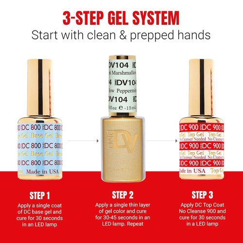 DND Gel Polish - Coquette Collection UV/LED Gel & Air Dry Nail Lacquer Duo | 104 Peppermint Marshmallow, 0.5 Fl Oz
