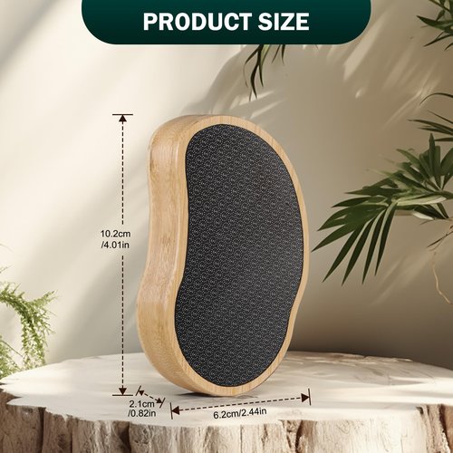 FVION Nano Glass Foot File with Bamboo Handle - Foot Scrubber Dead Skin Pumice Stone for Feet - The Ultimate Gentle Pedicure File Feet Callus Remover (Yellow)