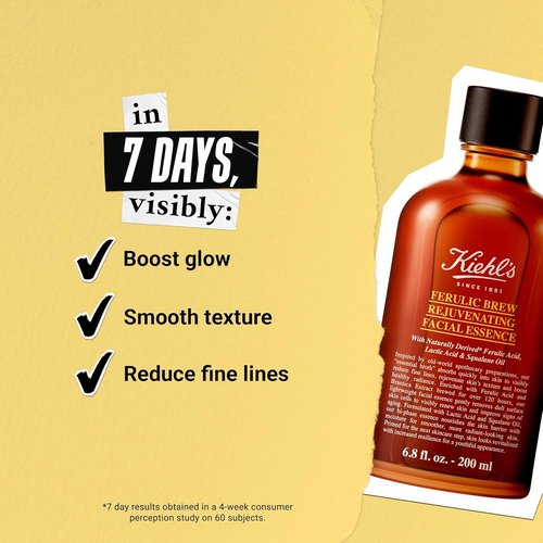 Kiehl's Ferulic Brew Antioxidant Facial Treatment - Lactic Acid Face Toner for Dull Skin, Boosts Glow & Smooths Texture