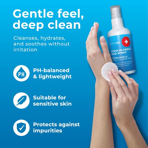 PatchRx Hypochlorous Acid Spray for Face (8oz, Reduces Acne), Targets Bacteria - HOCL Facial Cleanser Acne Spray for Face, Body, Eczema, Pimples, Breakouts & Overall Skin Recovery (Reduces Redness)