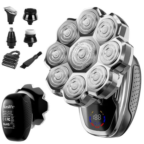Electric Razor for Men,Head Shavers for Bald Men,Electric Shavers for Men with Wet & Dry Bald Head Shaver 9D Floating, 5-in-1 Body Shavers Comes with Magnetic Detachable Blades
