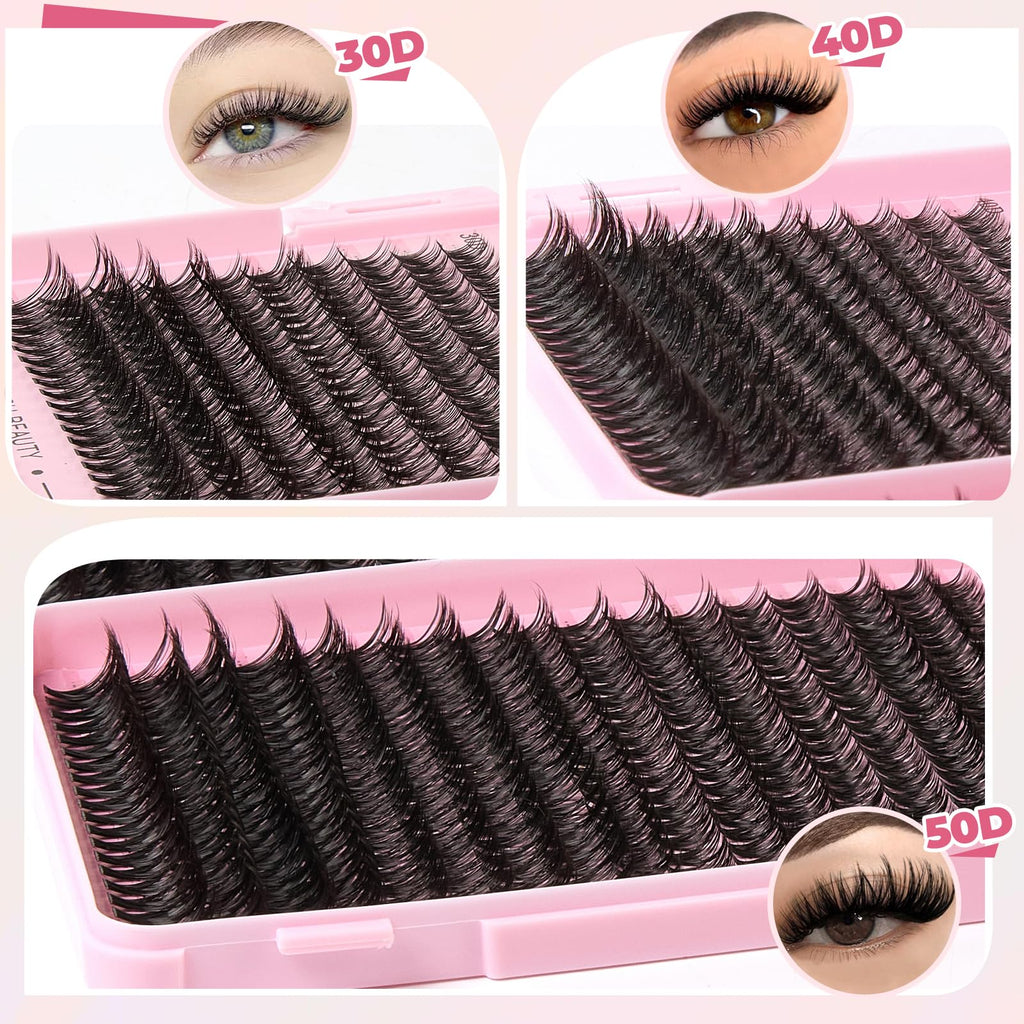 Wispy Lash Clusters Kit 800pcs Lash Extension Kit DIY Eyelash Clusters 30D&40D&50D Lashes Clusters 8-18mm With Lash Bond and Seal, Lash Tweezers, Lash Remover，Lash Brush