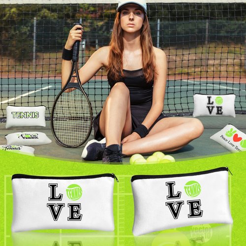 Kacctyen 18 Pcs Tennis Gifts for Women Tennis Accessories Pouch Bag with Zippers for Travel Player Team Birthday Gift