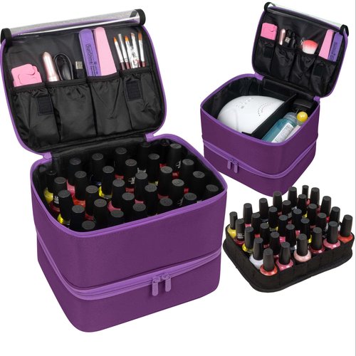 ButterFox Nail Polish Carrying Case Bag Storage Organizer, Fits up to 60 Nail Polish Bottles, Pockets for Manicure Accessories - Royal Purple