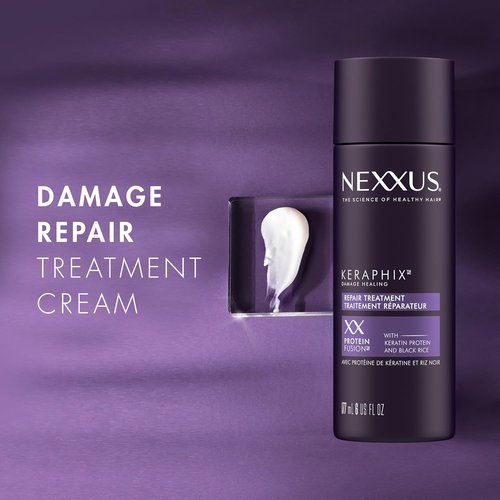 Nexxus Keraphix Damage Repair Pre-Wash Treatment Cream - Strengthens Damaged Hair with Keratin & Black Rice | 6 oz