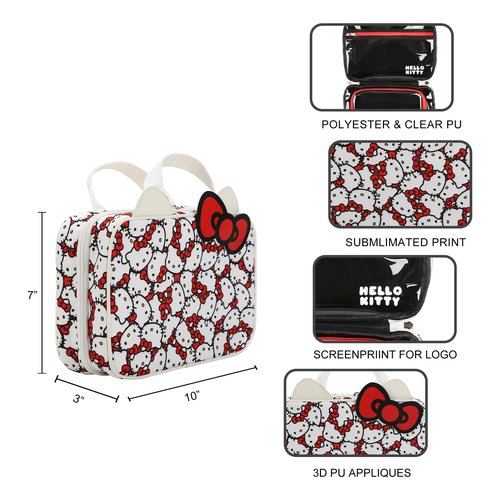 Hello Kitty Foldable Hanging Toiletry Travel Makeup Bag Cosmetic Case With 3D Bow