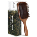 Lindale Walnut Wooden Hair Brush for Hair Growth with Natural Walnut Bristles Detangler Paddle Hairbrush for Massaging Scalp for Women Men, Reduces Static for Curly Hair with Ergonomic Handle Square
