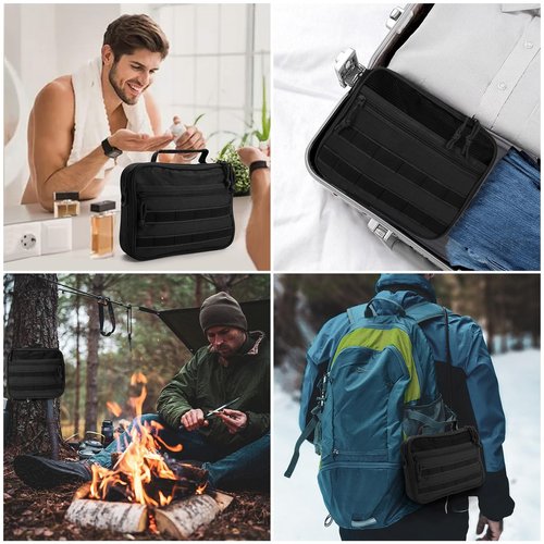 SUNRISING Tactical Toiletry Bag for Men and Women, Men's Travel Toiletry Bag，Hanging Toiletry Bag Organizer Dopp Kit, Shaving Bag，Toiletries Shower Hygiene Bathroom Bag for Short Trips Camping - Black