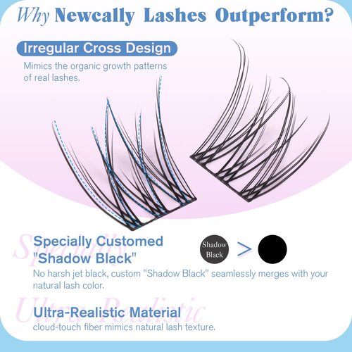 Natural Lash Clusters Kit DIY Lash Extension Kit Wispy Eyelash Extension Kit C-curly Individual Lashes Kit 9-12MM Short Eyelash Clusters with Lash Remover by Newcally