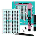 Lash Clusters Kit 128PCS Left & Right Lashes Cluster Kit with Wide Band Eyelash Clusters,White Eyelash Bond and Seal,Lash Remover and Tweezer for Cluster Eyelash Extensions(Daisy,D-12mm)