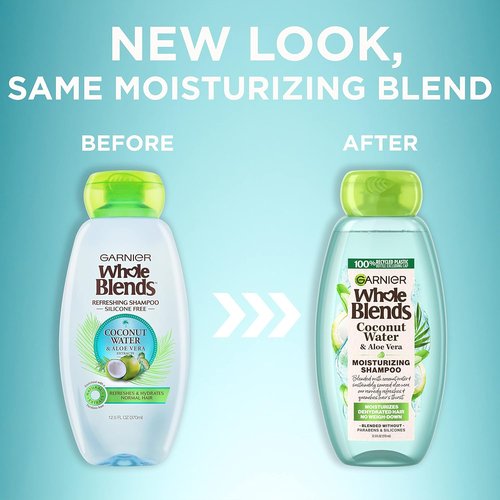 Garnier Whole Blends Coconut Water & Aloe Vera Shampoo - Refreshing Formula for Normal Hair, 28 Fl Oz