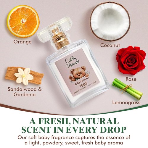 Nova Scents Baby Cologne - Alcohol Free, Hypoallergenic Floral Perfume for Babies | 1.7oz, 50ml - Cuddly Moments