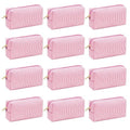 12 PACK Makeup Bags-Bulk Seersucker Cosmetic Bag for Women Bridesmaid Gifts Makeup Pouch for Wedding Party Favors Bachelorette Party Decorations Travel Toiletry Organizer Mon Teacher Gift(12, Pink)