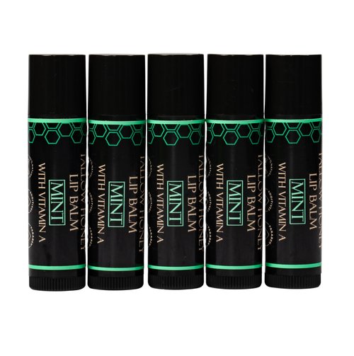 Organic Tallow Lip Balm (5 Pack) - Hydrating With Organic Italian Olive Oil, Pure Grass Fed Tallow, and Beeswax - Long Lasting Lip Therapy (5 Pack, Fresh Mint)