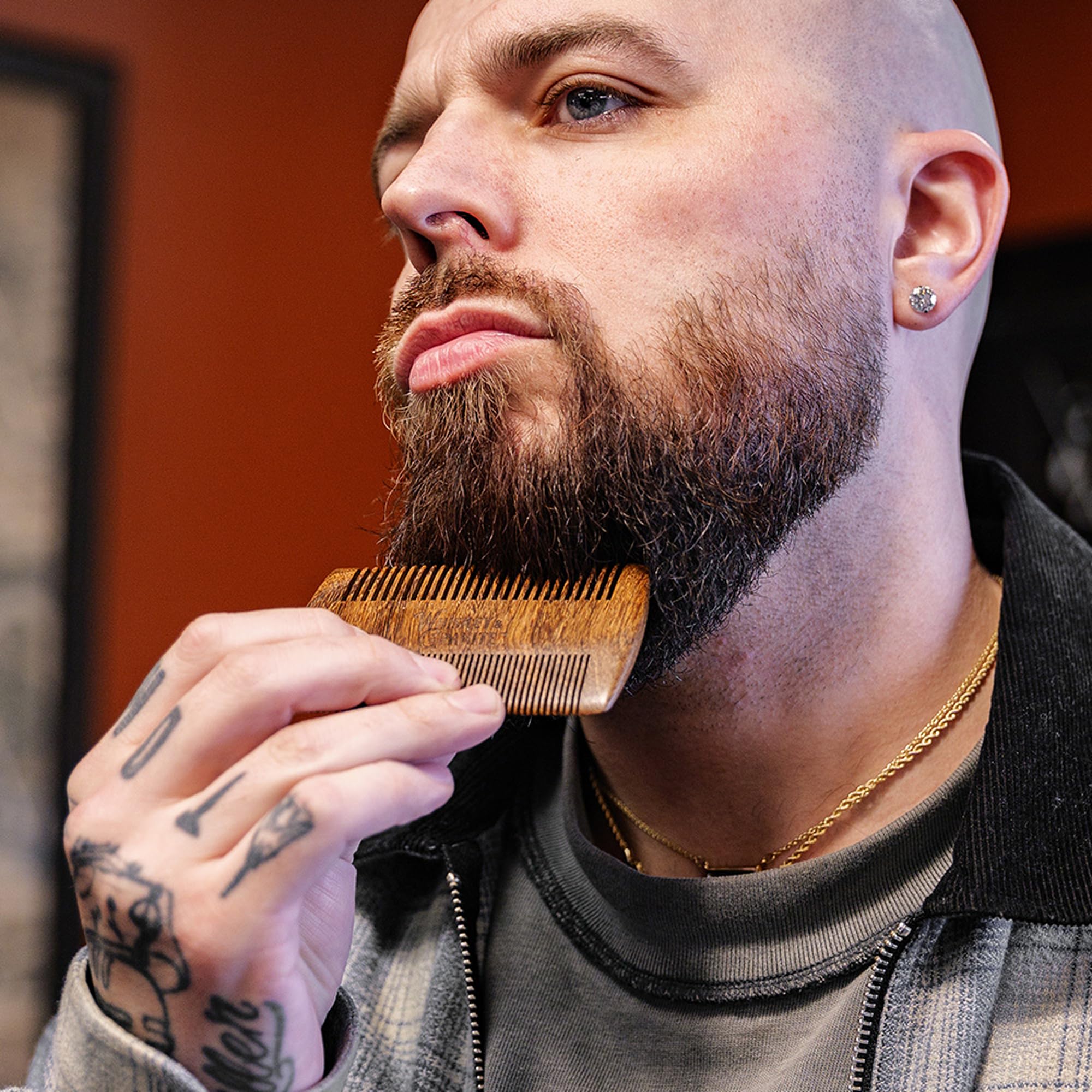 Whiskey & Granite Beard Kit for Men – 100% Natural Ingredients (Fresh Mint). Includes beard oil and balm, comb, brush, and scissors.
