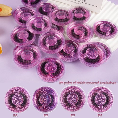 Faux Mink Lashes Thick Crossed Eyelashes 3D/5D False Eyelashes 20 Pairs Fluffy Natural Look 4 Syles(G03)