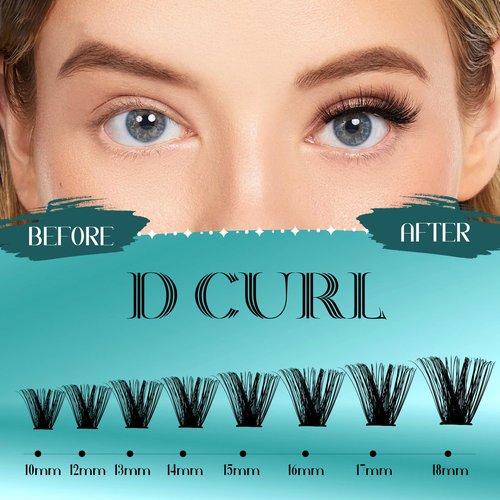 GEMERRY DIY Lash Extension Kit for Beginners 280 PCS Individual Lash Clusters Kit 0.07D 10-18 MIX Eyelash Extension Kit Lash Glue for Eyelash Extensions(80D-0.07D,10-18MIX-KIT)