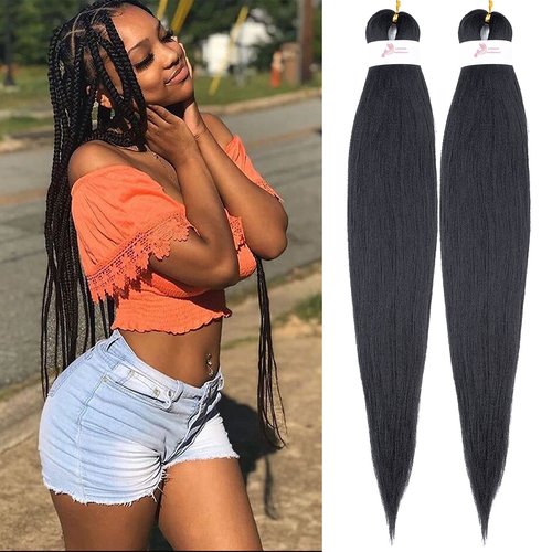 Callia Pre Stretched Braiding Hair 24 Inch 8 Packs Ombre Professional Prestretched Synthetic Braiding Hair Itch Free Yaki Synthetic Hair Extension for Crochet Twist (24Inch, 1B)
