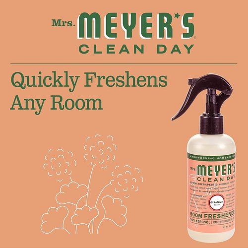 Mrs. Meyer's Clean Day Room & Air Freshener Spray - Non-Aerosol Essential Oil Infused, Geranium, 8 Fl. Oz (Pack of 3)