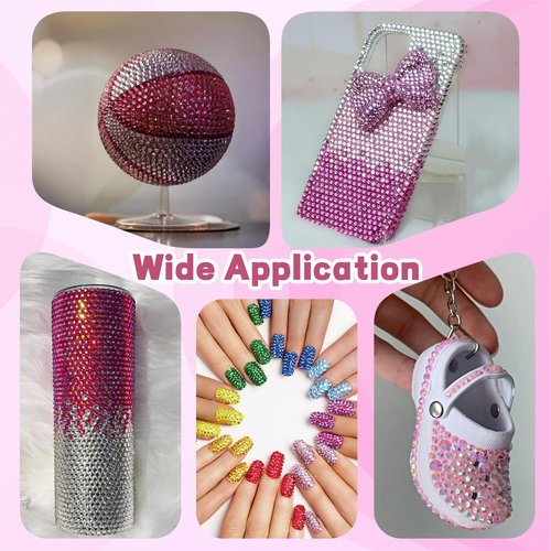 20000Pcs Pink Rhinestones for Bedazzling with 3Pcs B7000 Jewelry Glue, Resin Rhinestones for Crafting Crafts，Bedazzler Kit Flatback Gems for Clothing Shoes Tumblers Nail Art