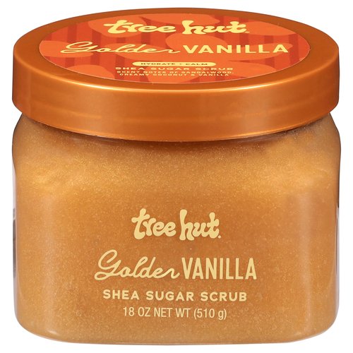 Tree Hut Golden Vanilla Shea Sugar Scrub Valentines Day Gifts For Her - Exfoliating, Hydrating & Moisturizing Body Scrub with Shea Butter & Natural Oils, Smooth & Soften Skin, 18 oz