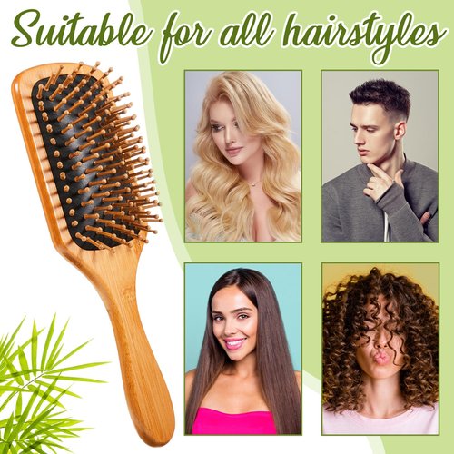 Tessco for you 12 Pcs Bamboo Hair Brushes Bulk Blank Wooden Paddle Brush Natural Scalp Massage Anti Static Hairbrush Engraving DIY Gifts for Women, Party, Wedding(9.65'' X 3.35'',Black)