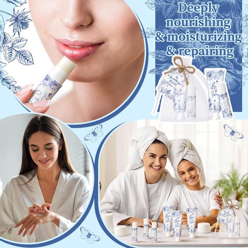 Swiffen 48 Sets Something Blue Before I Do Bridal Shower Hand Cream and Lip Balm Gift Bulk Blue Floral Wedding Favors Travel Size Hand Lotion and Lip Balm Bridal Shower Party Supplies for Guest