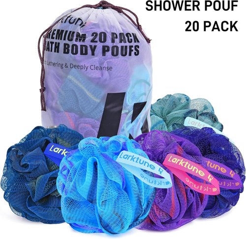 20 Pack Mini Shower Loofah Bath Sponge 20G, Soft Travel Size Nylon Mesh Puff for Body Wash, Loofah Shower Exfoliating Scrubber Pouf for Women and Men, Full Cleanse, Beauty Bathing Accessories