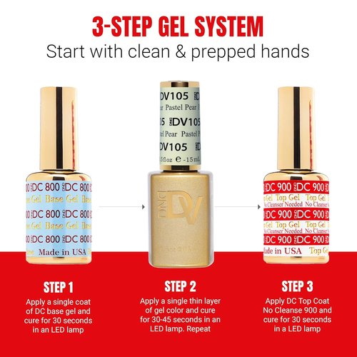 DND Gel Polish Coquette Collection - UV/LED Gel & Air Dry Nail Lacquer Duo | 105 Pastel Pear, 0.5 Fl Oz