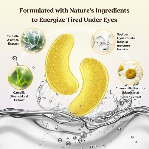 DERMORA Golden Glow Under Eye Patches - Rejuvenating Treatment for Dark Circles & Puffy Eyes | 15 Pairs