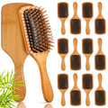 Tessco for you 12 Pcs Bamboo Hair Brushes Bulk Blank Wooden Paddle Brush Natural Scalp Massage Anti Static Hairbrush Engraving DIY Gifts for Women, Party, Wedding(9.65'' X 3.35'',Black)