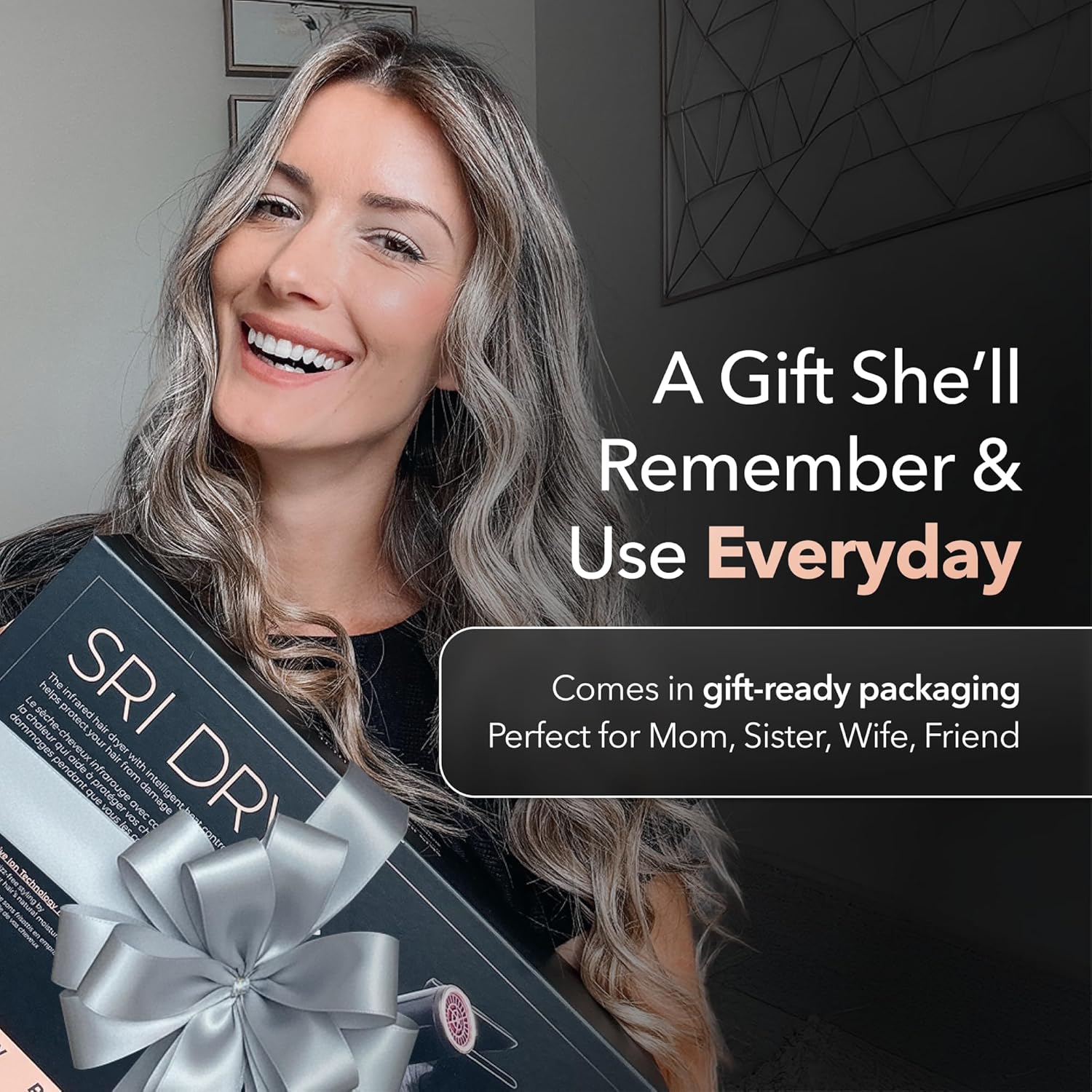 SRILabs DryQ Smart Hair Dryer - Lightweight & Foldable Design - Infrared Ionic Technology - 3 Magnetic Attachments