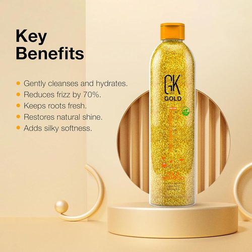 GK HAIR Gold Shampoo - Hydrating Cleanser with Aloe Vera & Shea Butter | 8.5 Oz for Frizz Control & Shine